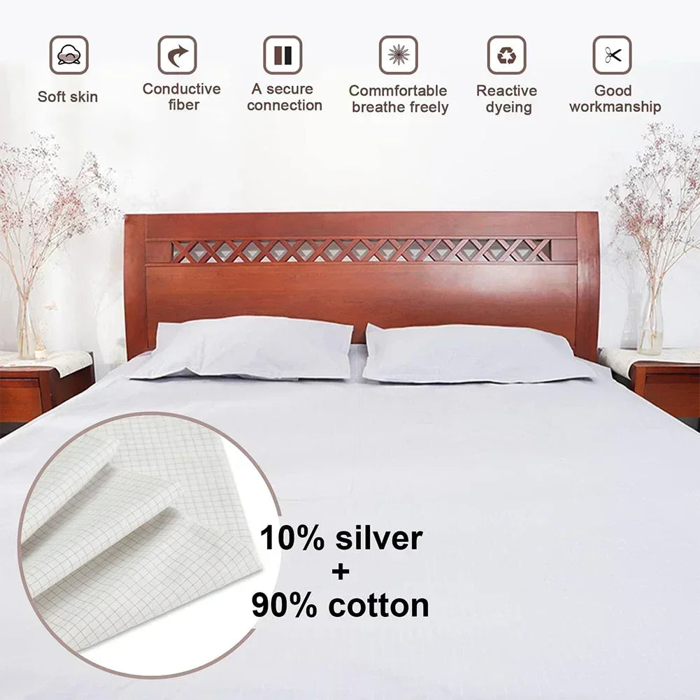 Earthing Bed Sheet Flat Sheet Silver Fiber Conductive Organic Grounding Sleep Sheets Release Static Protect Health Grounding Mat